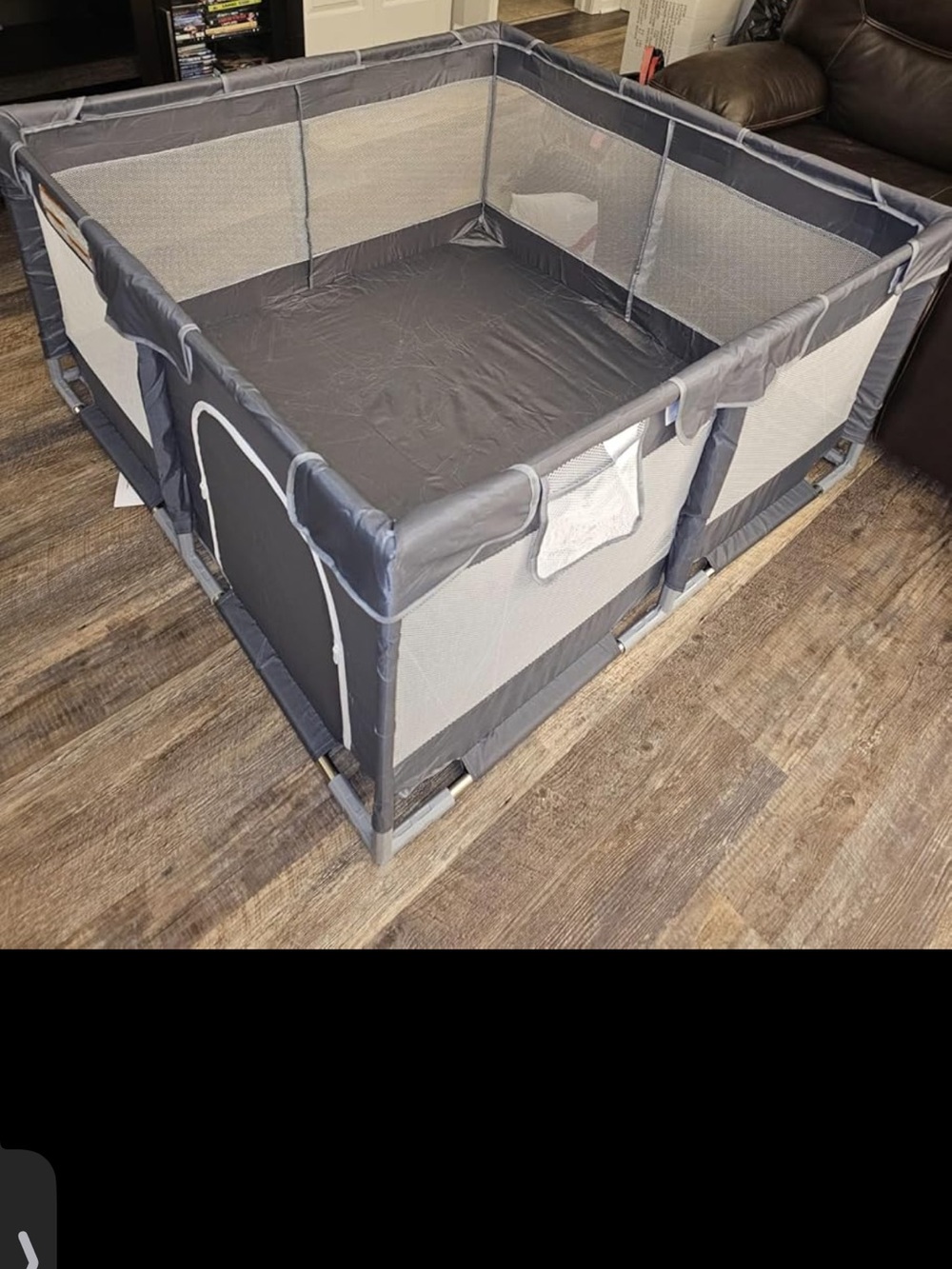 Gray Portable Playard Playpen - Mesh Sides